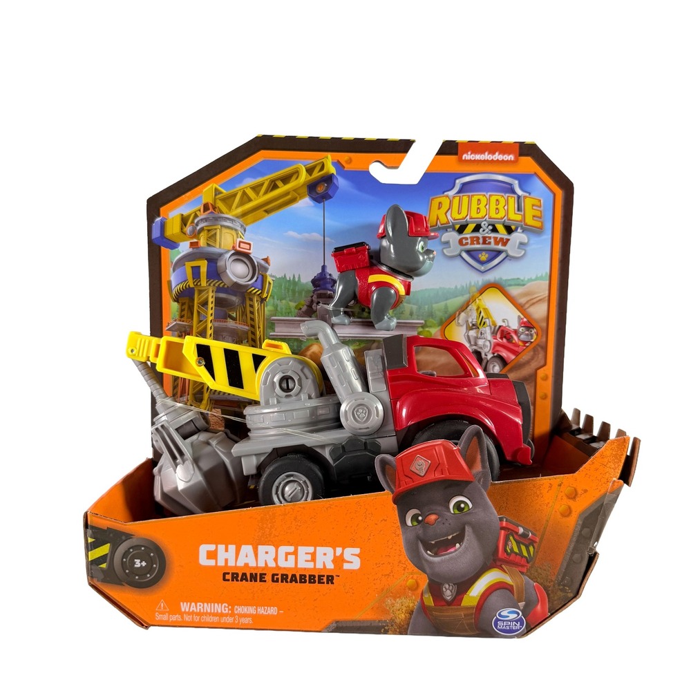 Rubble & Crew Paw Patrol Chargers Crane Grabber Vehicle Figure Spin Master NIB